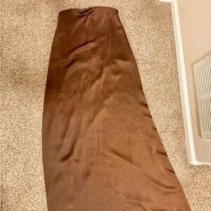 ASOS Brown Strapless Satin Maxi Dress